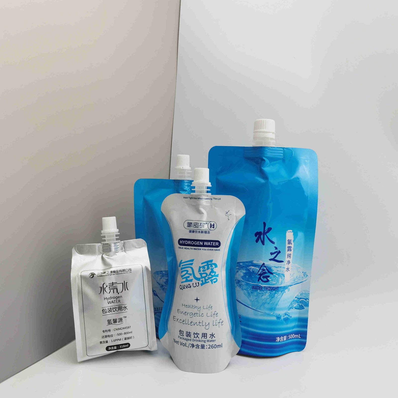 Custom Foil Four-Side-Seal Pouch 350 ml for Hydrogen-Rich Water