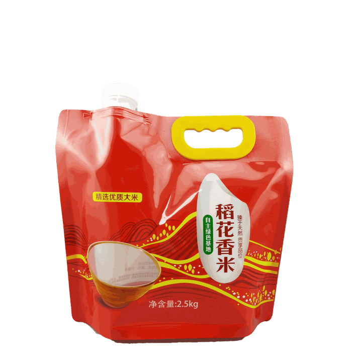 Custom Laminated Spout Pouch 1–10 kg, with Handle, Wide-Mouth for Rice