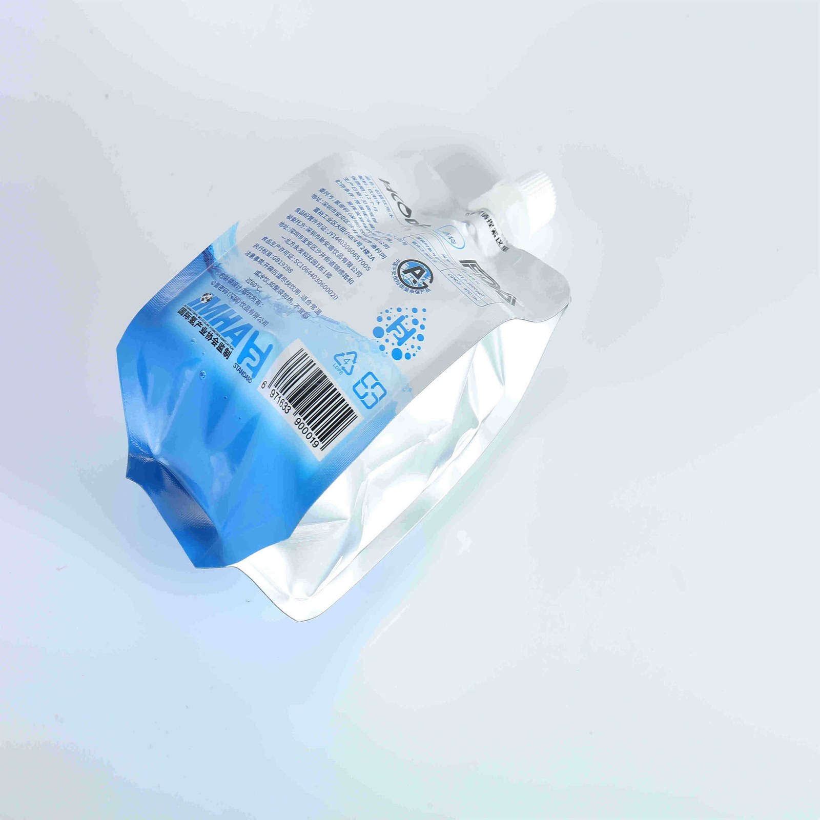 Custom Pure-Aluminium Spout Pouch 380 ml for Hydrogen-Rich Water